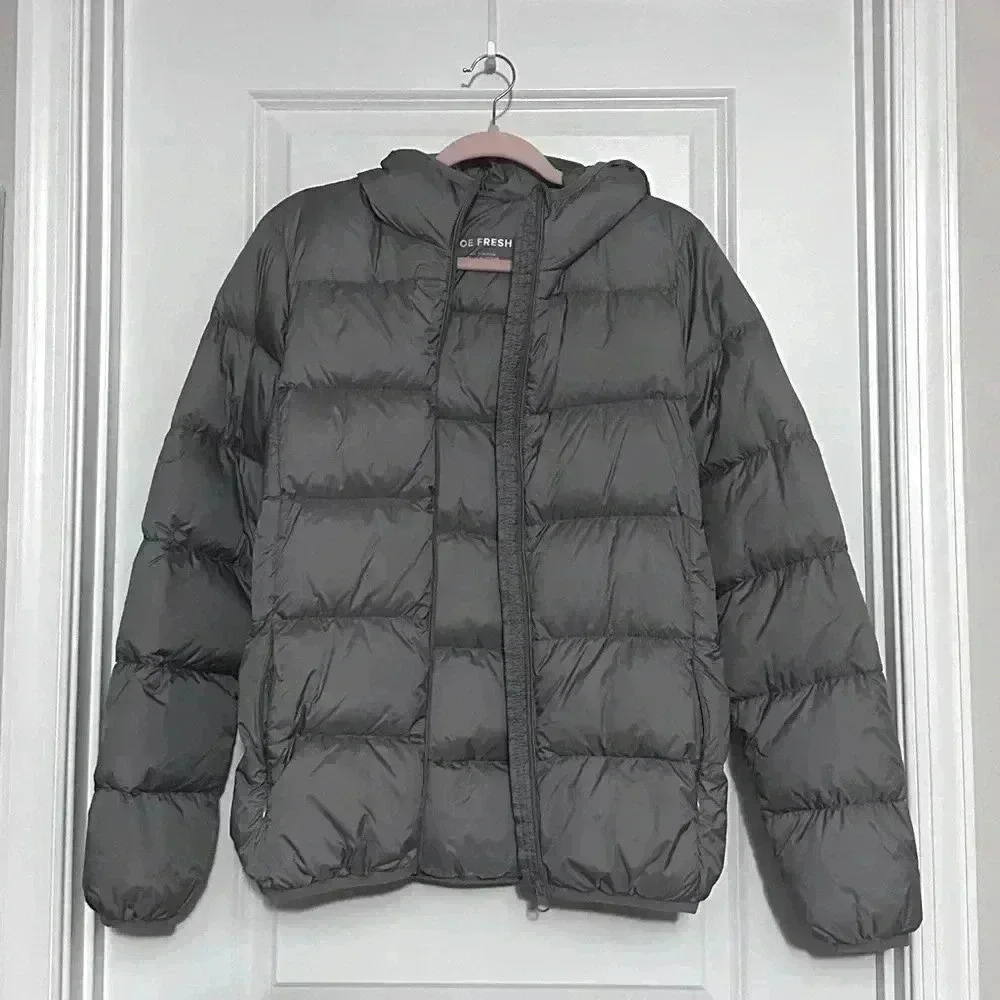 Medium JOE FRESH Gray Hooded Puffer Coat - Picture 2 of 14